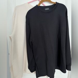 SSYS Women's Long Sleeve Black and Cream Tops